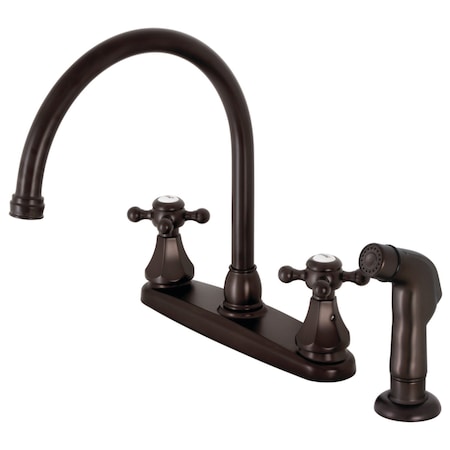 Kingston Brass KB4725BXSP Two-Handle Centerset Kitchen Faucet with Side Sprayer, Oil Rubbed Bronze KB4725BXSP
